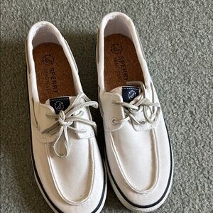 Sperry Off-White Canvas Boat Shoes